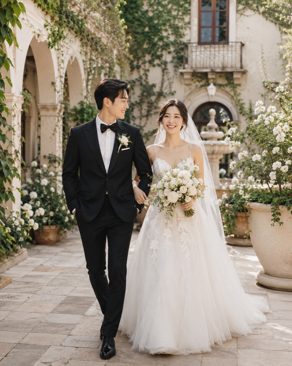 By the garden fountain