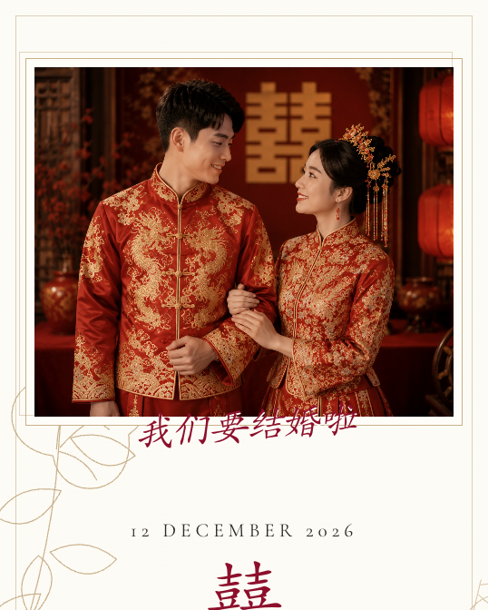 Wildbloom Chinese wedding invite template preview